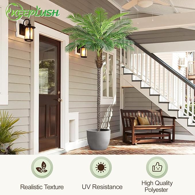 10ft Tall Artificial Phoenix Palm Tree for Outdoor Indoor Decor, Large Faux Coconut Silk Palm Tree Tropical Fake Tree Perfect for Outside Patio Poolside Home Office Decor (Set of 2)