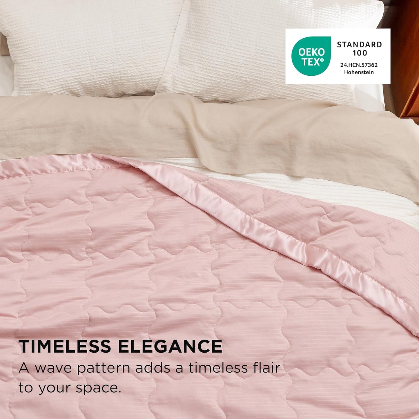 Bedsure Lightweight Blanket for Summer King Size - Down Alternative Blanket with Satin Trim for Bed, Light Summer Throw Pink, 108x90 Inches