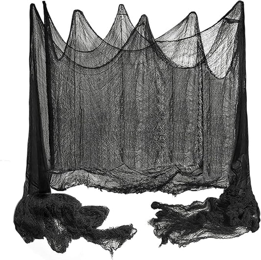 400x80 Inch Oversized Halloween Black Creepy Cloth - 33x6.5ft Spooky Fabric Cloth for Haunted House - Creepy and Spooky Halloween Decorations for Party Outdoor Or Indoor