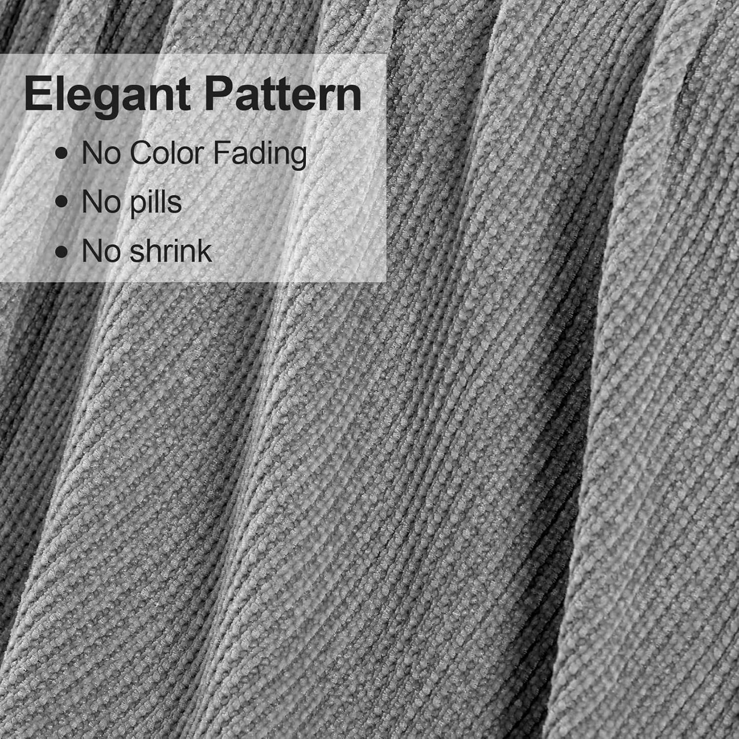 Blagic Grey Throw Blanket for Couch Soft Farmhouse Chenille Boho Throw Blanket with Tassels Home Decorative Lightweight Throw Blankets, Throws for Bed/Chair/Sofa, Stripe Textured (Light Grey,50"x60")