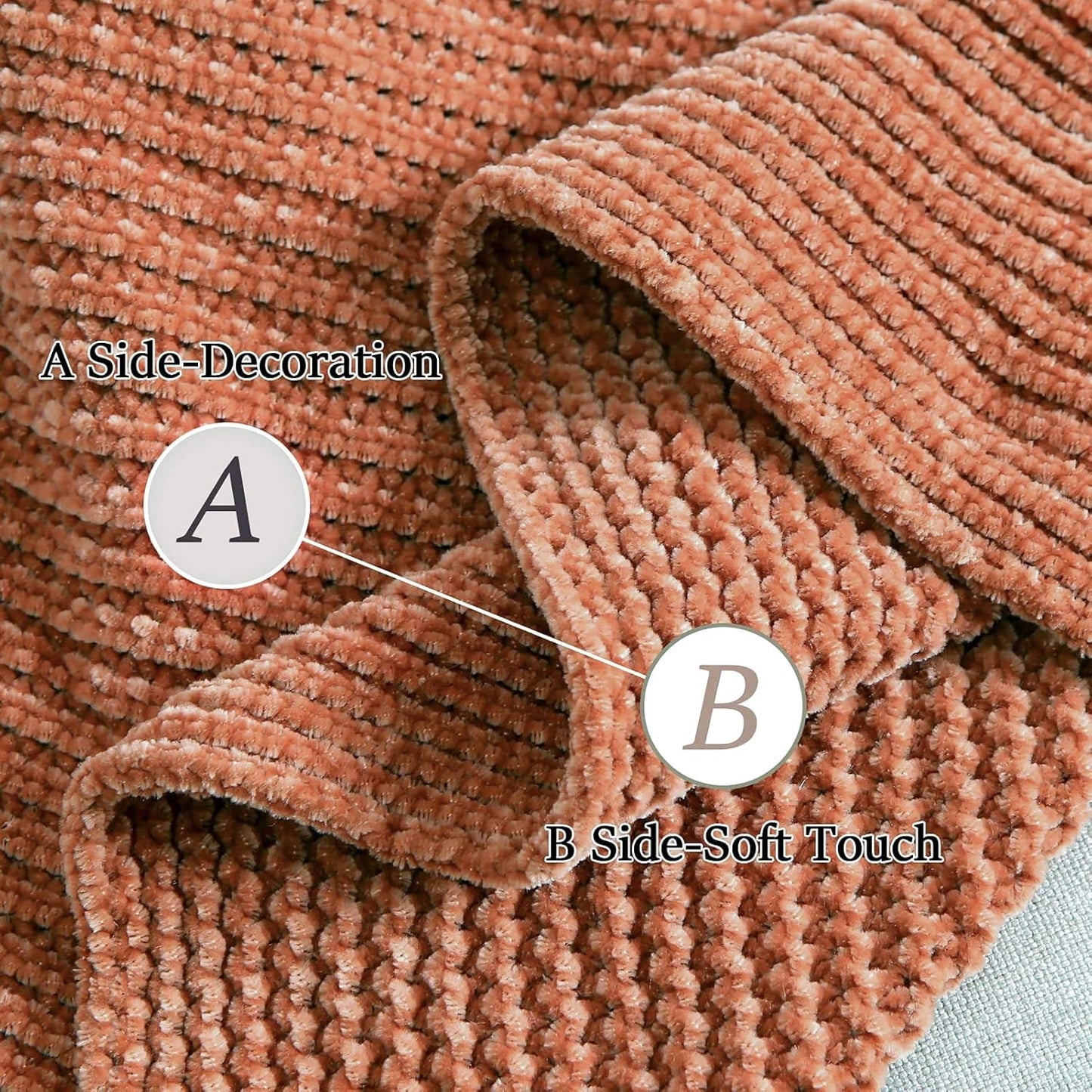 Blagic Knitted Throw Blanket for Couch Soft Farmhouse Boho Throw Blanket with Tassels Home Decorative Lightweight Throw Blankets,Maple Brown Throws for Bed/Chair/Sofa, Stripe Textured,50" W x 60" L