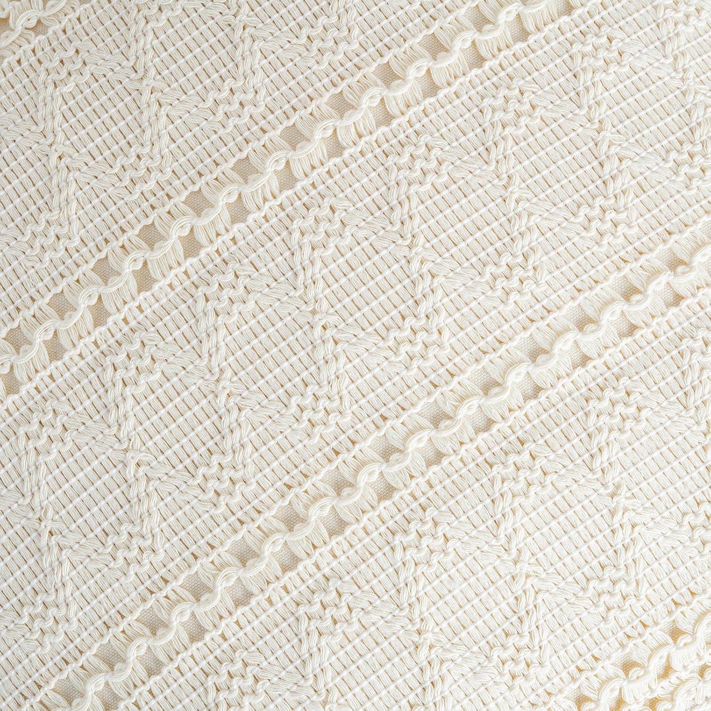 Fancy Homi Set of 2 Boho Cream Lumbar Decorative Throw Pillow Cover 12x20 Inch for Couch Bed Sofa Chair, Modern Organic Farmhouse Home Decor, Soft Cotton Cute Accent Rectangle Cushion Case