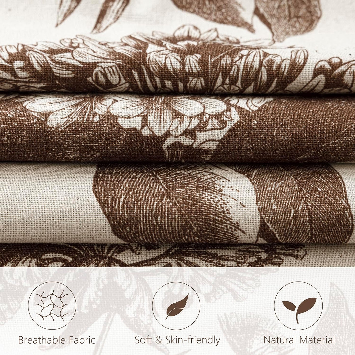 Foindtower Set of 2 Linen Floral Throw Pillow Covers Vintage Accent Print Decorative Cushion Covers Farmhouse Boho Home Decor for Sofa Chair Couch Bedroom Living Room,22×22 Inch,Dark Brown