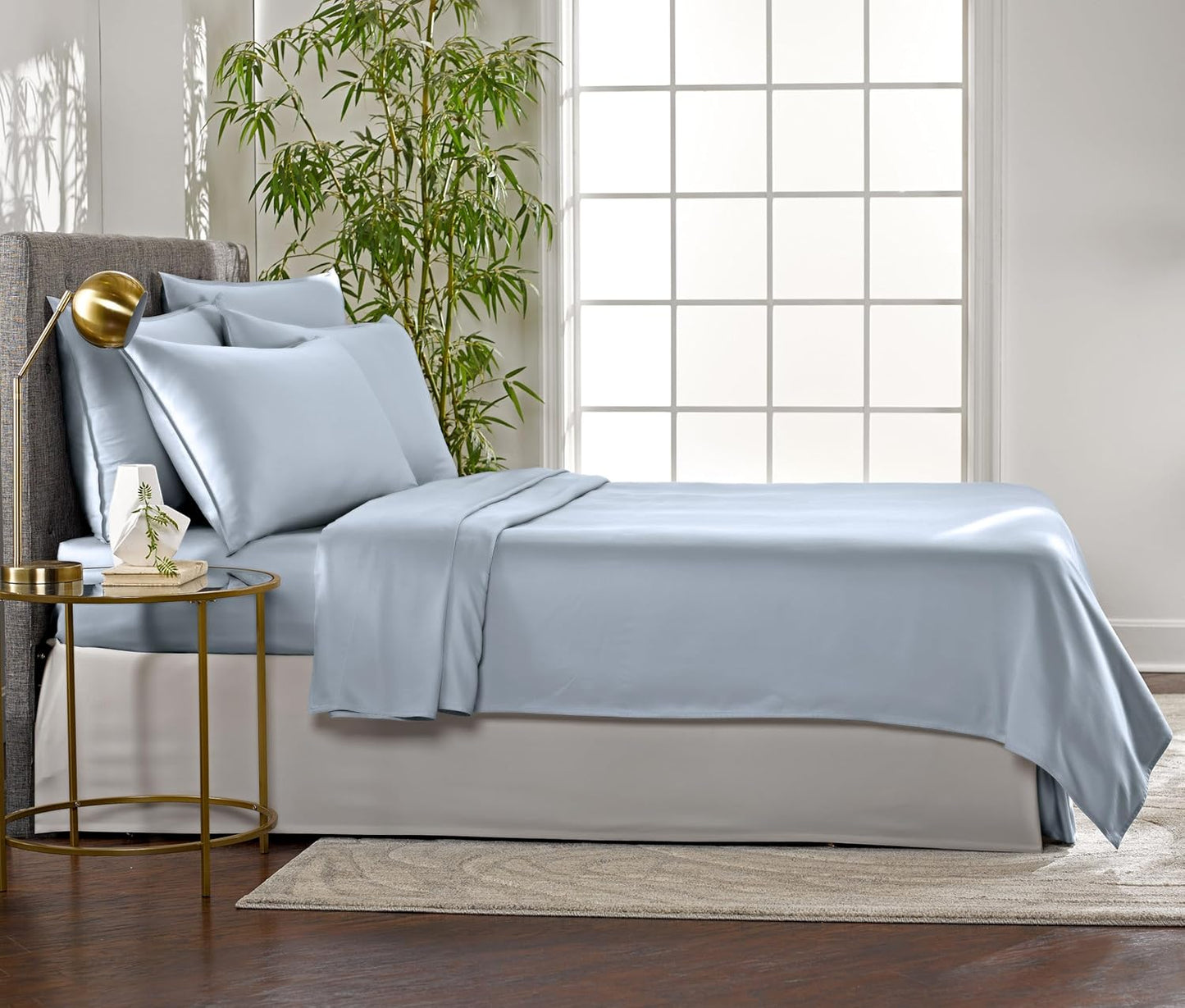 King Sheets by Pure Bamboo, Genuine 100% Organic Viscose Derived from Bamboo Bed Sheet Set, Luxuriously Soft & Cooling, Double Stitching, Lifetime Quality Promise (King, Sterling Blue)