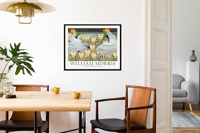 William Morris Birds Wall Art Poster Prints, Famous Artist Patterns, Vintage Flowers Decor Artwork, Tapestry Historic Cultural Illustrations Fine Art, Colorful for Living Room, Bedroom, Office,