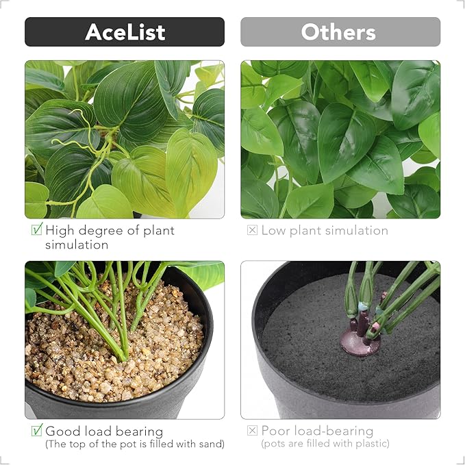 2 Pack Fake Plants Decor, Artificial Plants for Home Decor Indoor, Fake Ivy Potted Plants for Shelf Decor Realistic Faux Plants Indoor with Pot for Home Living Room Bedroom Office Decoration