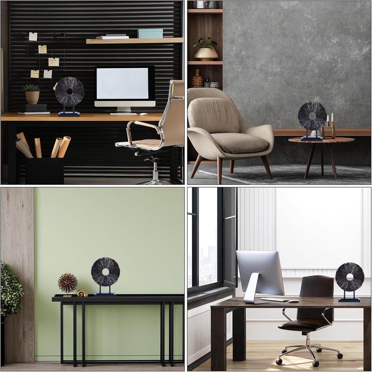 Minimalist Round Statue Above Cabinet Decor Kitchen, Modern Decorative Sculpture Home Decorations for Living Room Coffee Table, Office Decor Items, Center Pieces Decoration (Black)