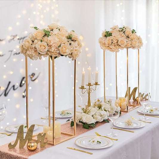 Sziqiqi Centerpiece Table Decorations for Weddings - Wedding Decoration for Ceremony Modern Rectangular Flowers Arrangements Display Rack for T-Stage Tables 23.6inch