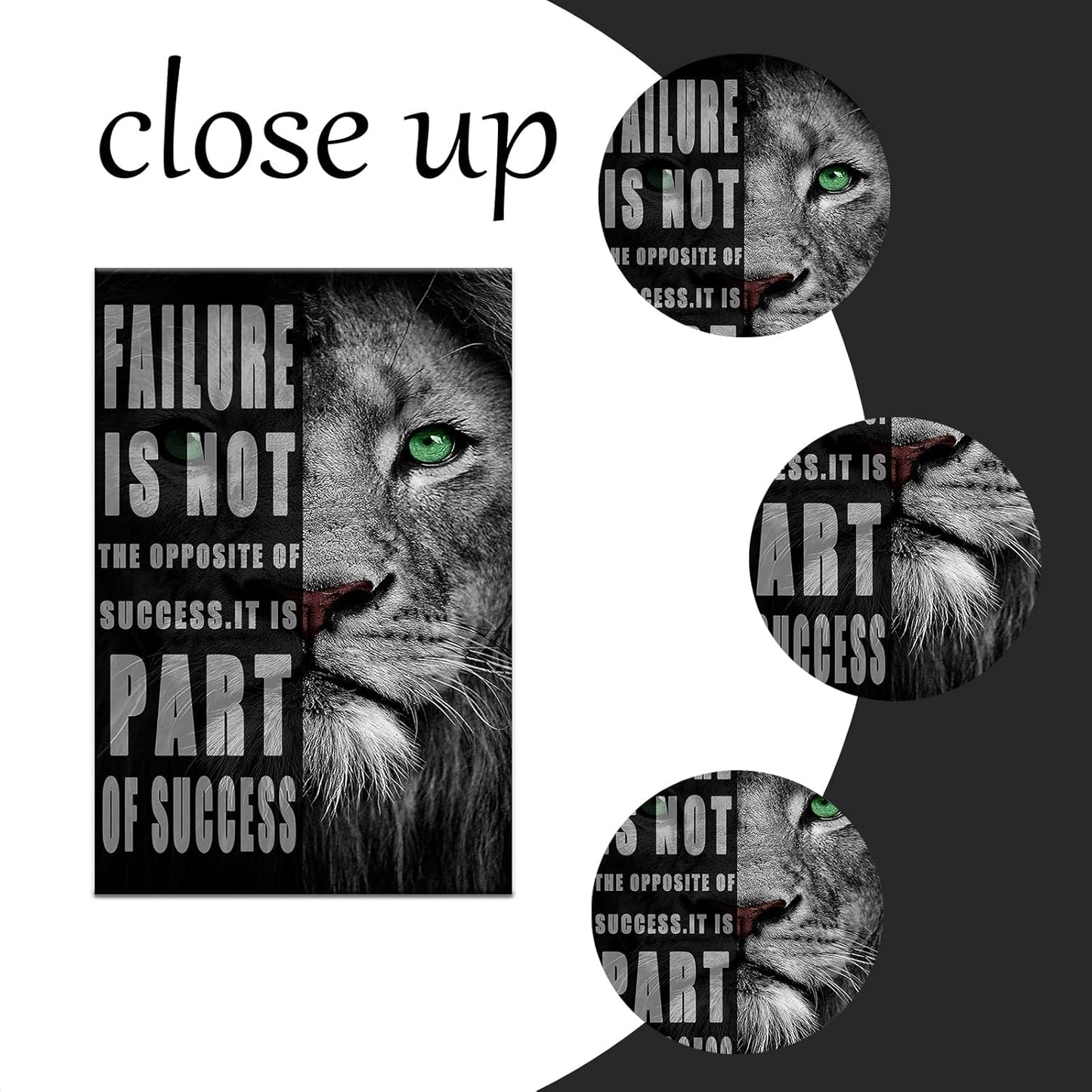 Lion Wall Art Inspirational picture Entrepreneur Quotes Motivational Animal Painting Poster Print on Canvas Wall Artwork for Living Room Bedroom Office Framed Ready to Hang [12''W x 18''H]