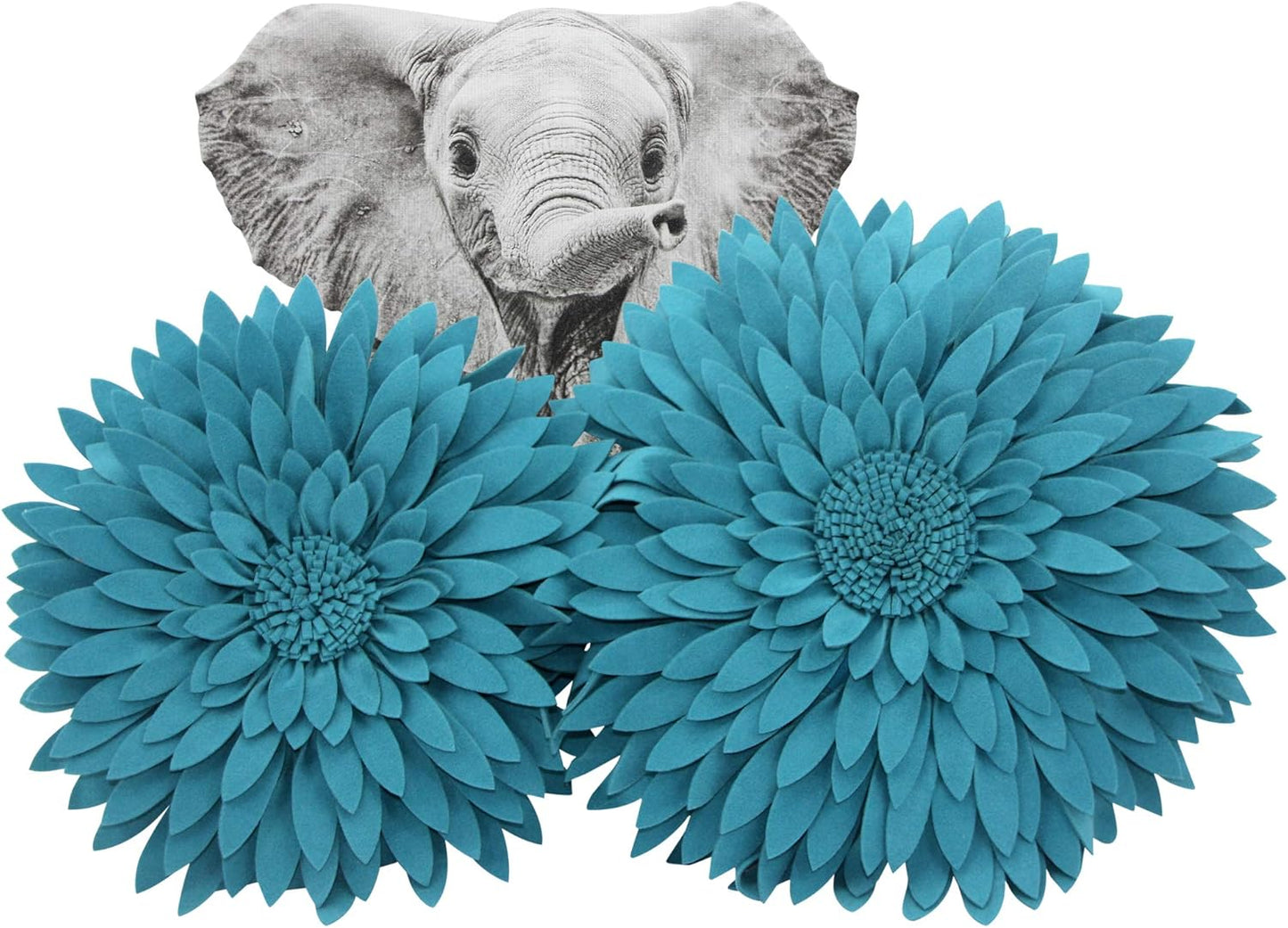 Contempo Lifestyles 3D Daisy Flower Decorative Pillow, Teal, 16" Soft Polyester Faux Wool & Cotton Canvas Throw Pillow