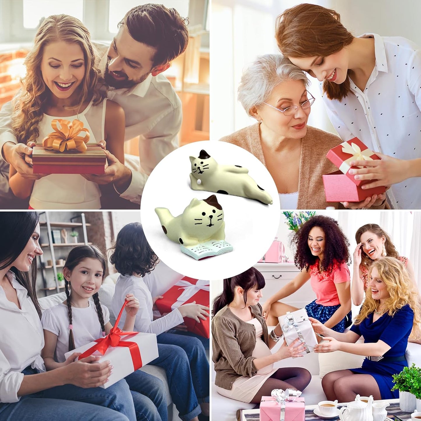 Cute Mini Lazy Cat Reading Book Figurine Resin Cat for Office, Home Decoration Perfect Cute Cat Gift for Cat Lovers