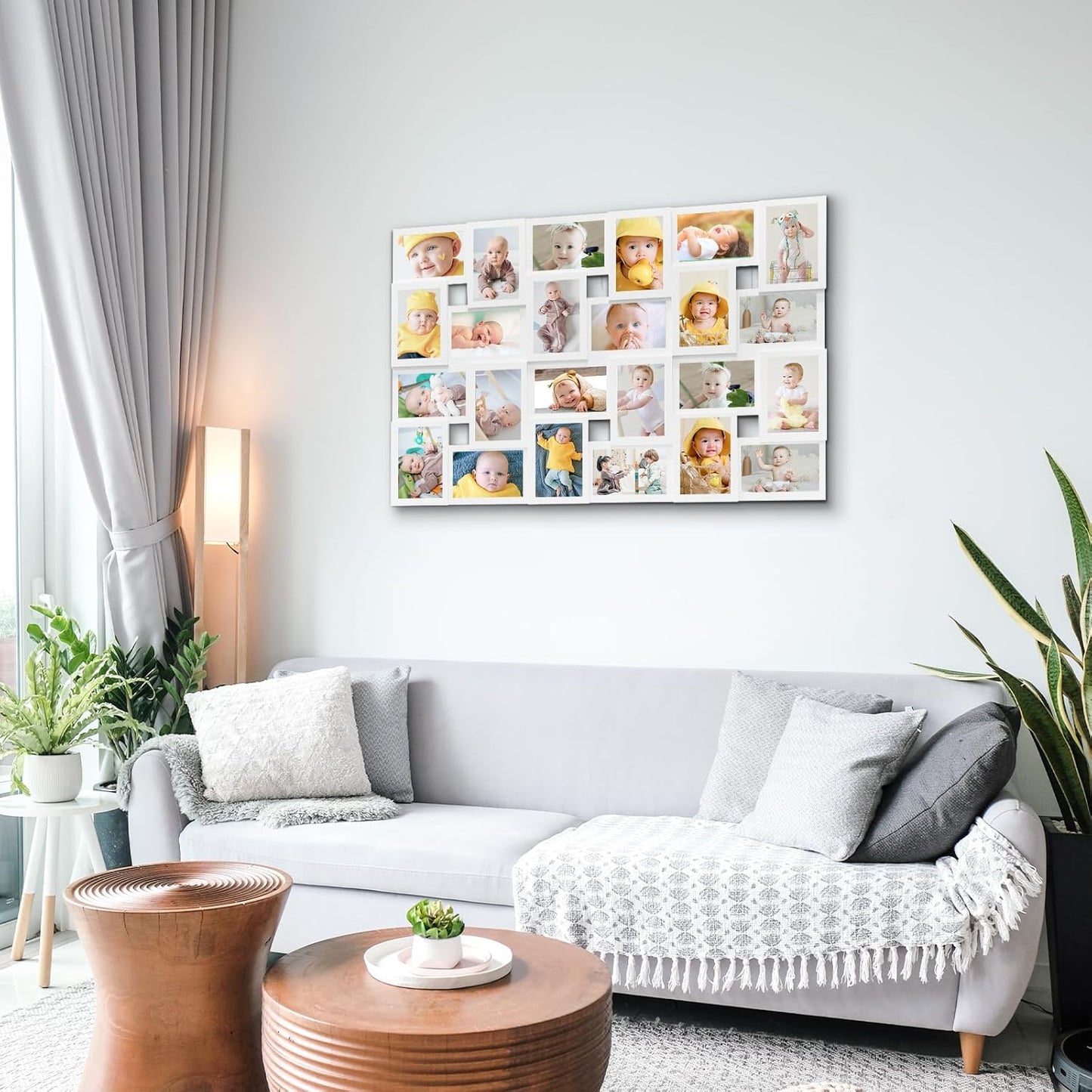 HELLO LAURA 4x6 Picture Frame Collage Wall Decor 24 Opening Photos Collage Frame for Wall Picture Frame 6" x 4" Photo Sockets x 24 - White