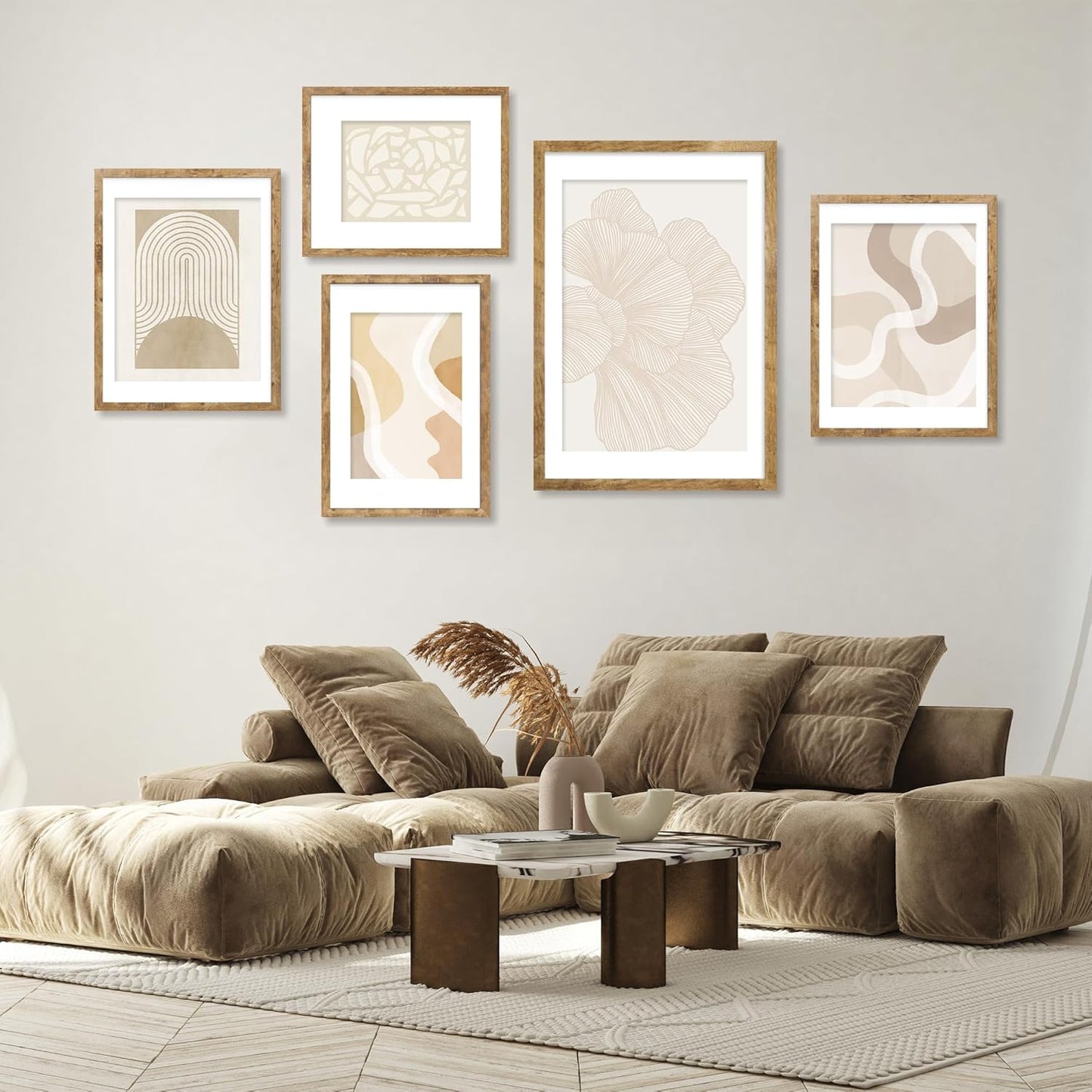 iRahmen 18x24 Picture Frame Set of 2, Rustic Brown Wood Poster Frame with Plexiglass, Display 16x20 Picture with Mat or 18 x 24 Without Mat for Photo Wall Gallery Mounting