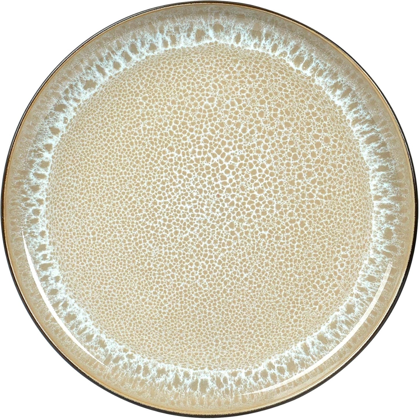 Euro-Nordic Stoneware 20pc Dinnerware Set, Reactive Glaze Bubble Beige