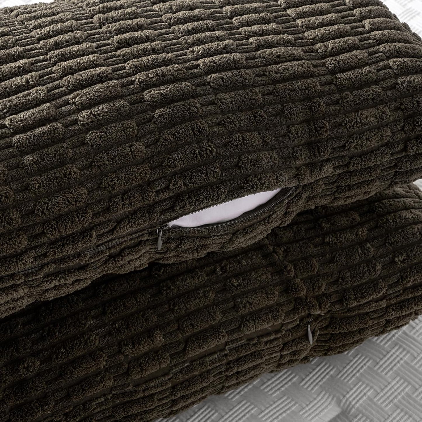 Fancy Homi Dark Brown Long Body Lumbar Decorative Throw Pillow Covers 20x54 Inch for Bed Couch Bedroom Bench, Soft Corduroy Rectangle Solid Pillow Case, Rustic Farmhouse Boho Room Decor