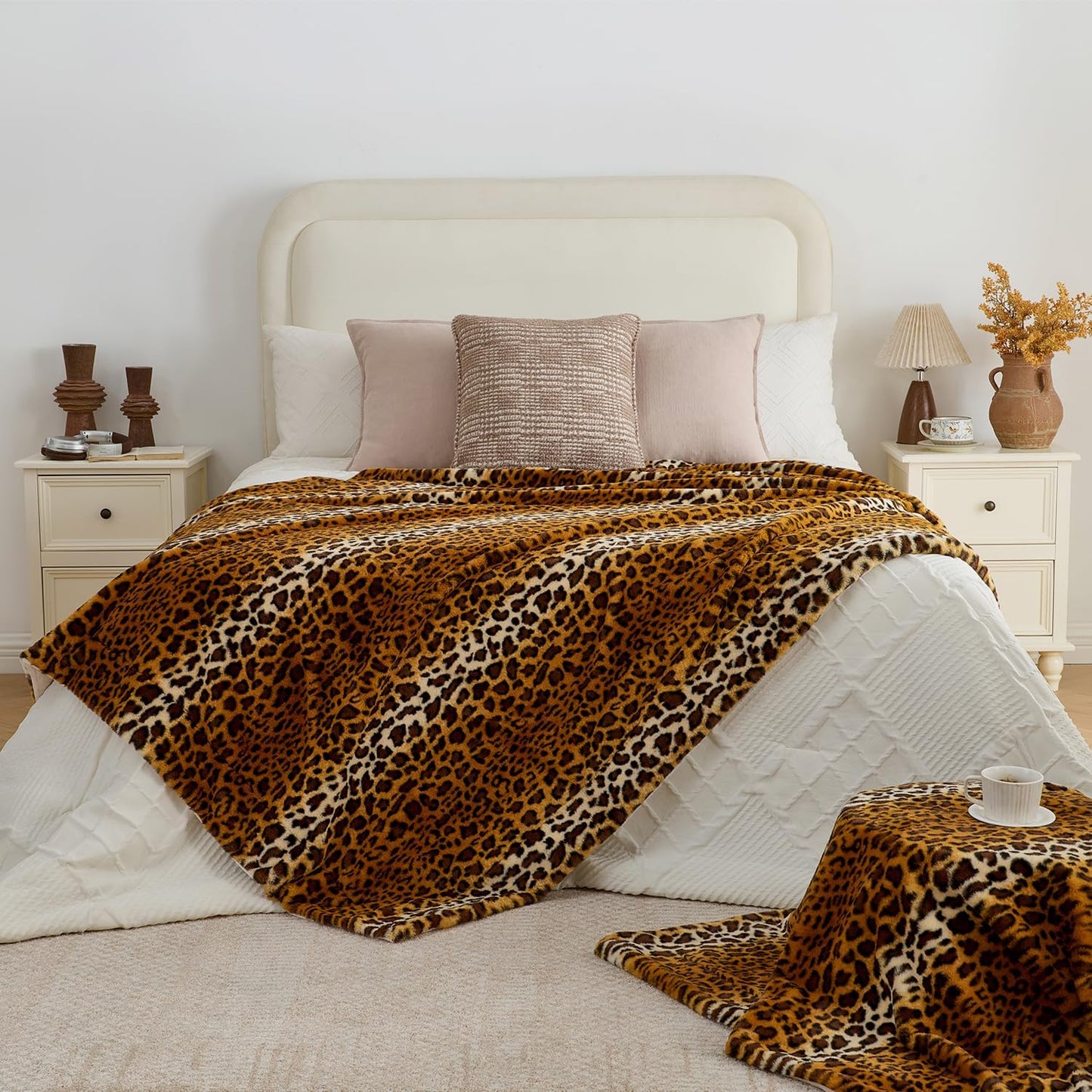 Krifey Leopard Print Blanket, Faux Fur Throws for Bed, Soft Cozy Fuzzy Fluffy Thick Warm Plush Cheetah Print Blanket, Christmas Birthday Gifts for Mom Dad Women Men, Room Decor, 60x80in