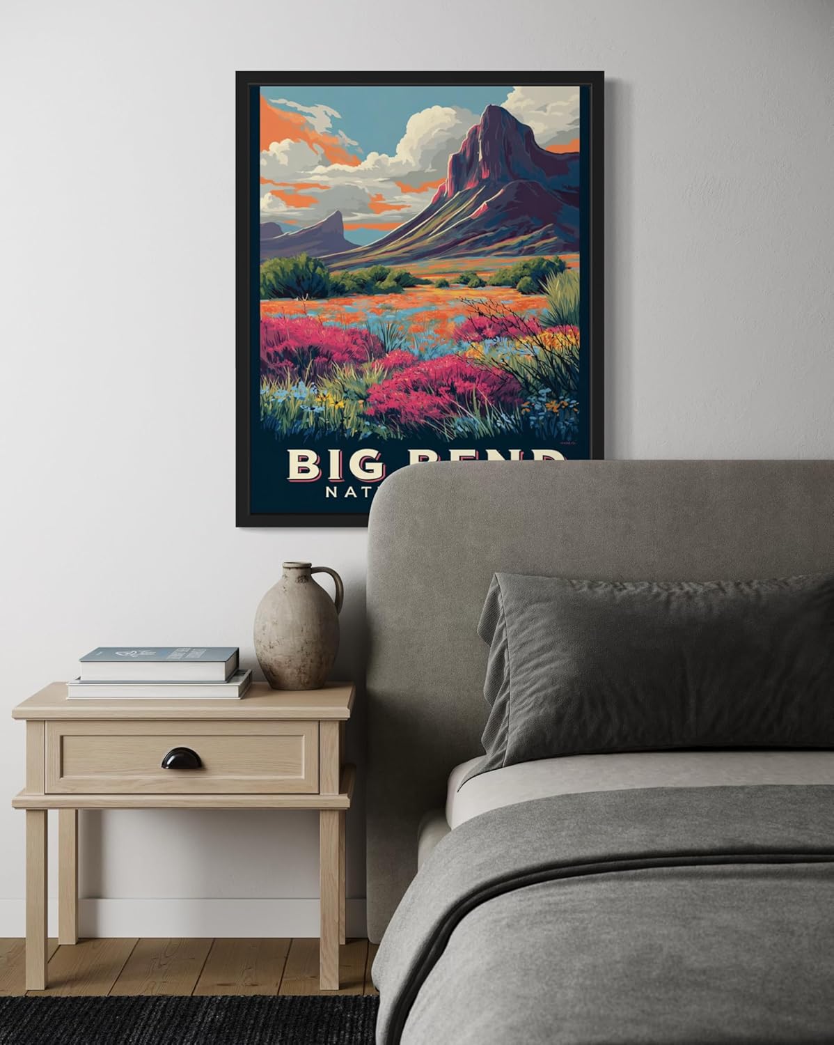 Big Bend National Park Art Print Poster, Vintage Retro Pop Art Travel Wall Art Bedroom Bathroom Living Room Decor 185 (Big Bend, 16 x 20 inches, Black Frame)