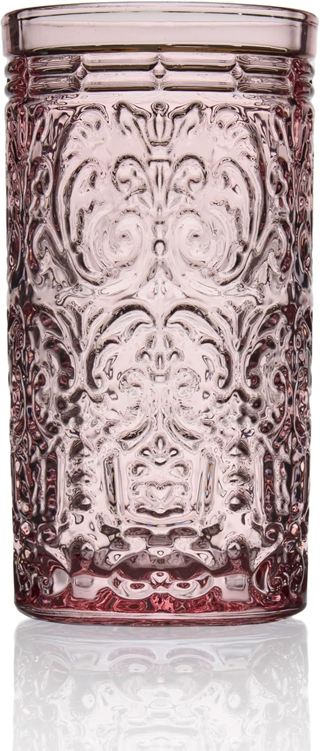 Godinger Jax Highball Beverage Glass Cup Pink - Set of 4