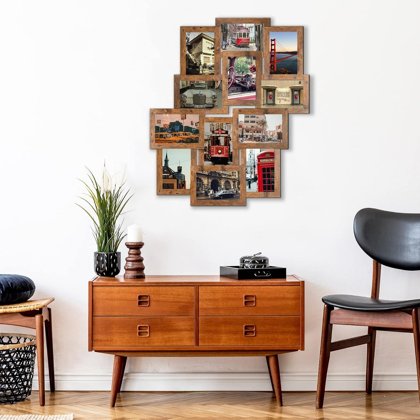 Jerry & Maggie 12 Opening Collage Picture Frame, Multi Picture Frame for Wall, 4x6 Inches, Plastic Wall Picture Frames for Living Room, No Assembly, Golden/ 2 Pack