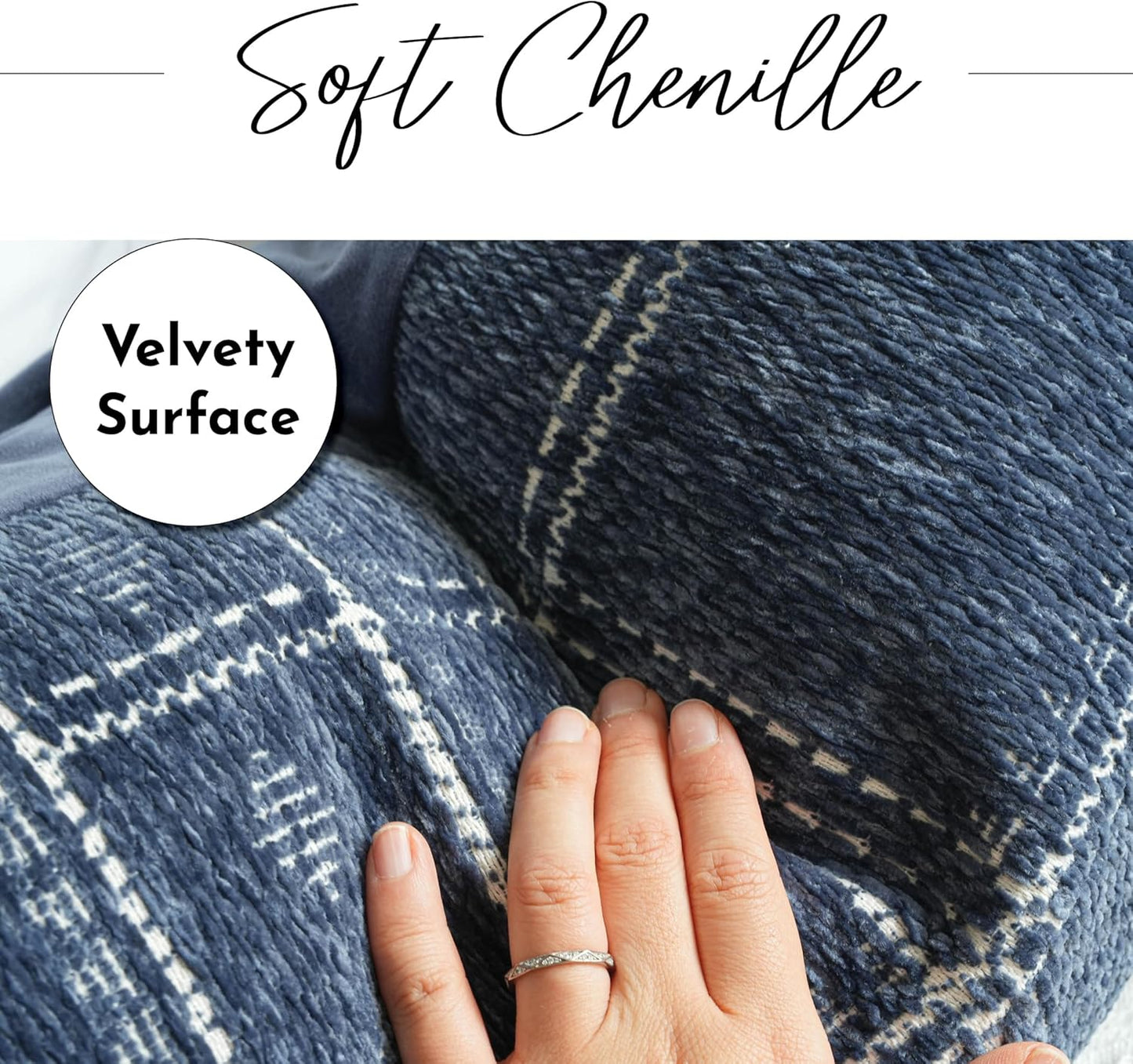 BlissBlush Dark Blue Decorative Lumbar Throw Pillow Covers 12X20, Set of 2, Boho Farmhouse Cushion Cover, Soft Accent Pillowcase for Couch Sofa Bed Living Room Home Décor