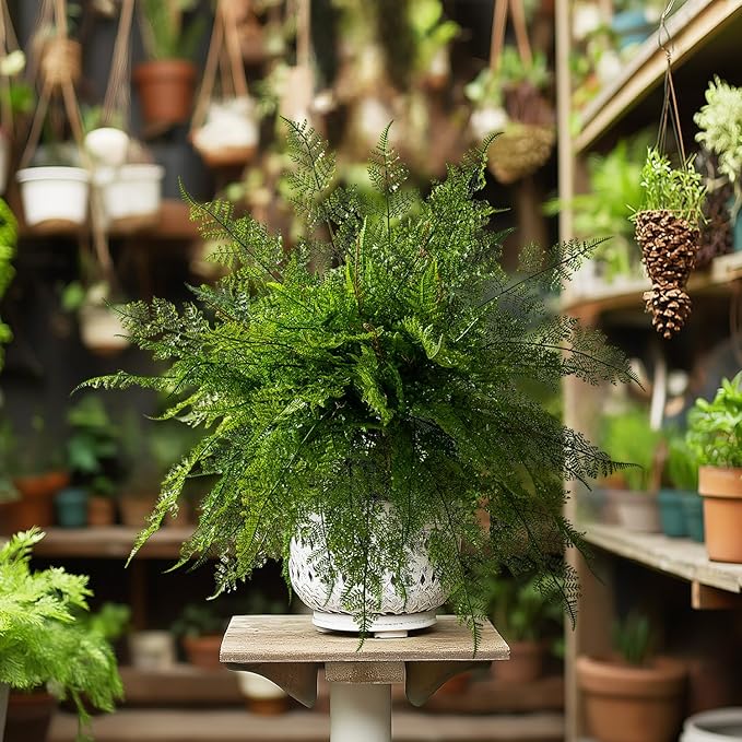 4PCS Lifelike Fake Fern Plants UV Resistant Artificial Boston Ferns for Outdoor Indoor Large Fake Greenery Plants No Wither for Front Porch Garden Window Home Decoration