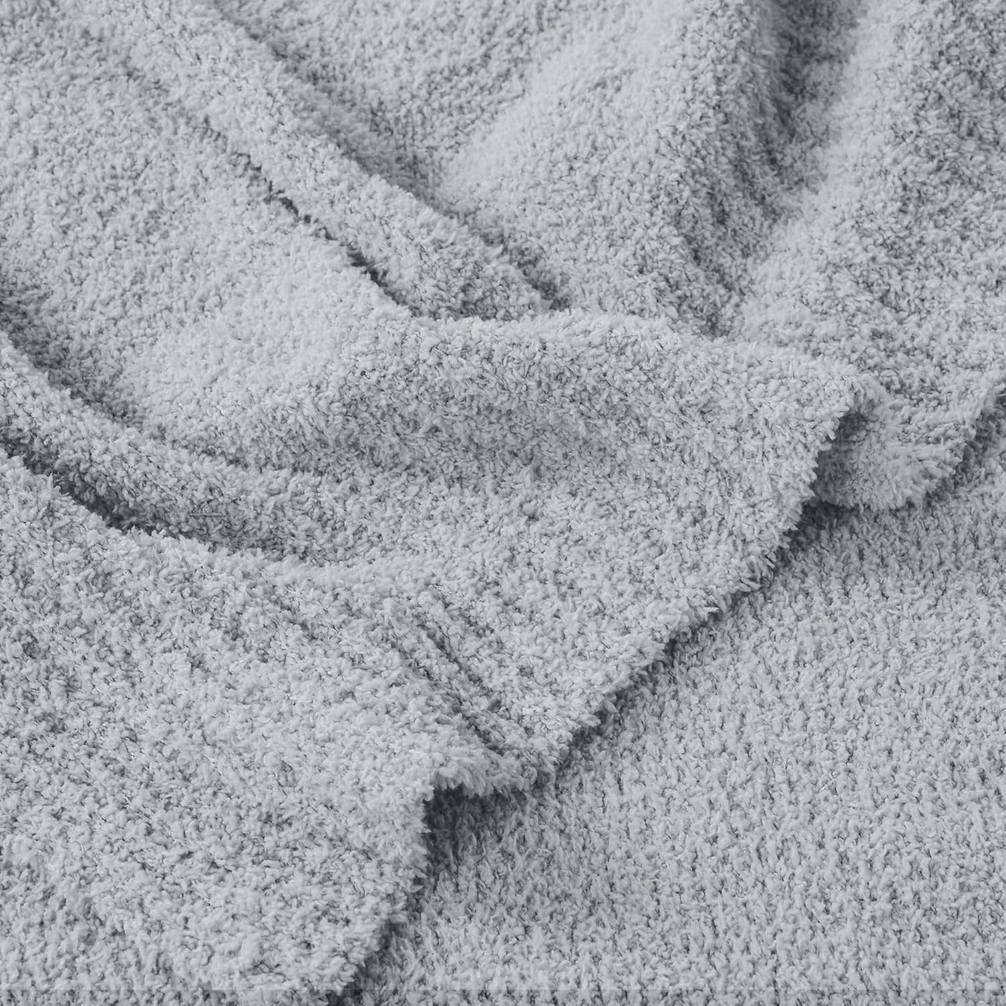 JOOJA Grey Blanket Warm Queen Size Fuzzy Knitted Blanket, Oversized Luxury Bed Blankets, Soft Queen Blanket for Bed, Lightweight Plush Blanket Queen Size for Cozy Nights (Grey, 90x90)