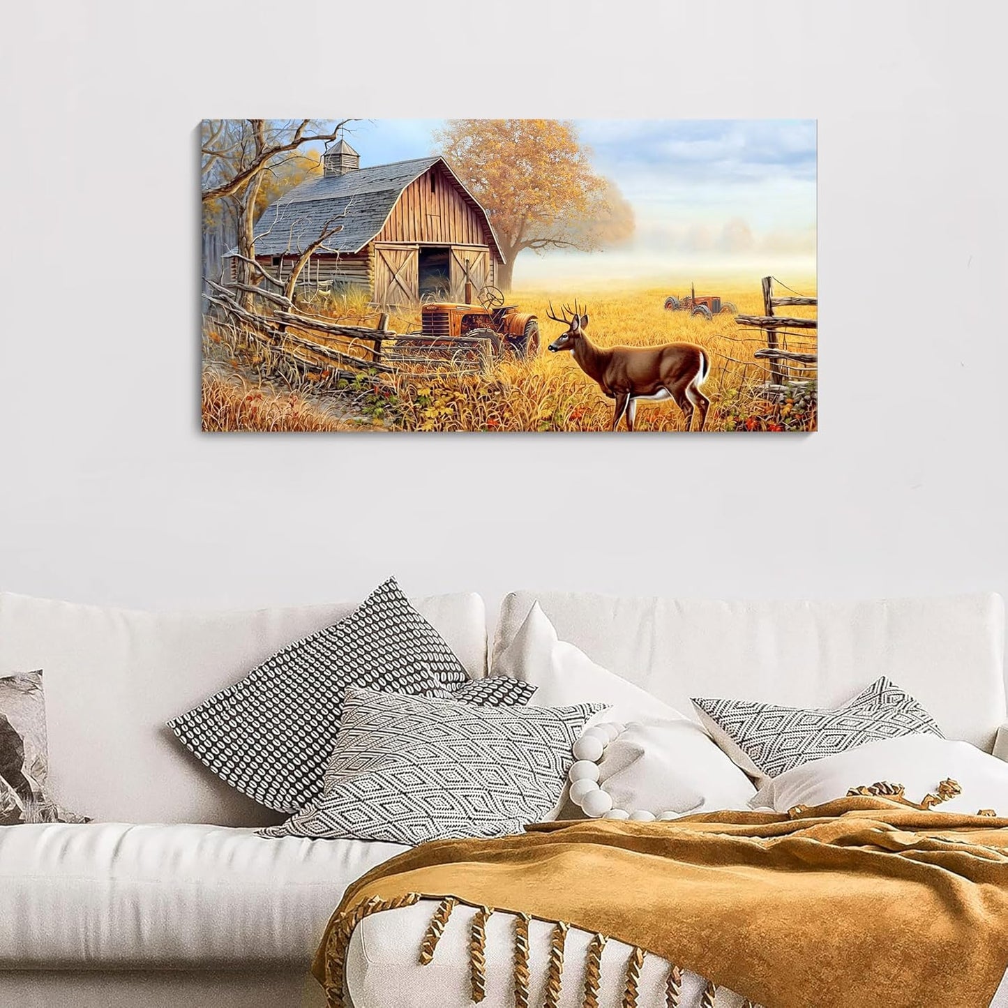 JEAWA Animal Canvas Wall Art Decor - Deer Canvas for Wall Decor, Farm Artwork Decor, Large Wall Art for Living Room Bedroom Bathroom, 20x40 IN