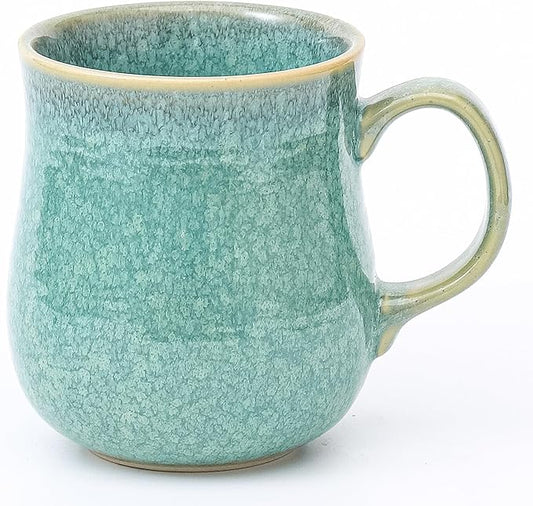 21 oz Large Ceramic Coffee Mugs, Pottery Mug Handmade, Ceramic Tea Cups with Handle for Office and Home, Dishwasher and Microwave Safe (Crystal Green)