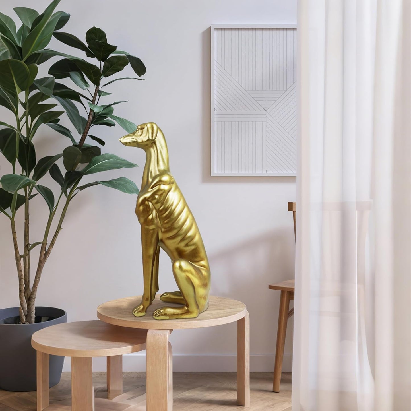 Exquisite Greyhound Sculpture, Unique Resin Dog Statue for Home Decor, Coffee Table, Entryway Table, Bookshelf, Living Room, Thoughtful Gifts for Dog Lovers, 14.5 Inch Tall, Gold
