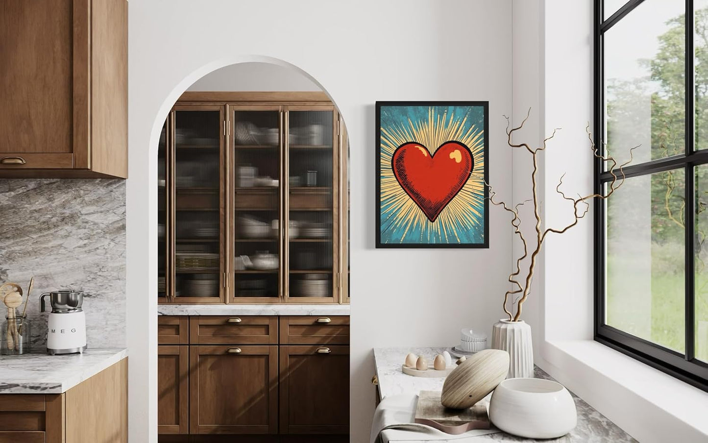 Heart Pop Art Poster Print, Vintage Retro Wall Art Decor Paintings Classic Artwork for Bedroom Living Room Decorations. (Heart, 16x20 inches (Unframed))