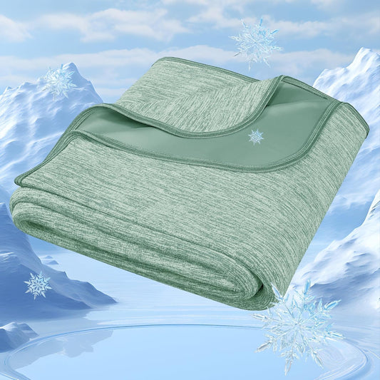 Degrees of Comfort Cooling Blanket - Double Sided Summer Cold Blanket for Hot Sleepers & Night Sweats, Breathable Cooling Blanket Keep Cool for Adults Kids 60"x90",Green