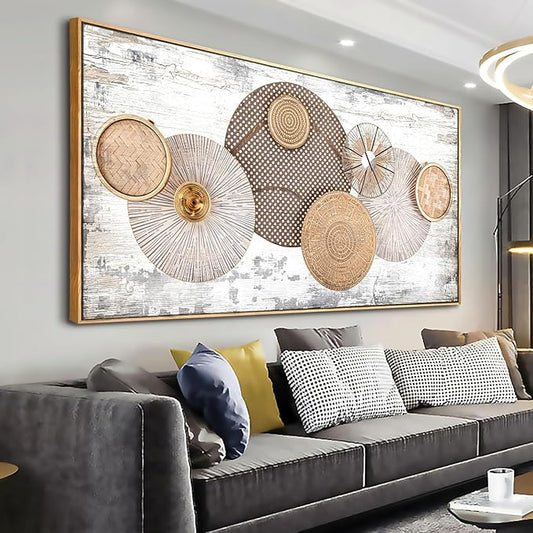 Wall Art Floral Rustic Wall Decor Yellow and White Canvas Painting Abstract Wall Art for Bedroom Living Room Dining Room Home Office Decor 20"x40" with Framed