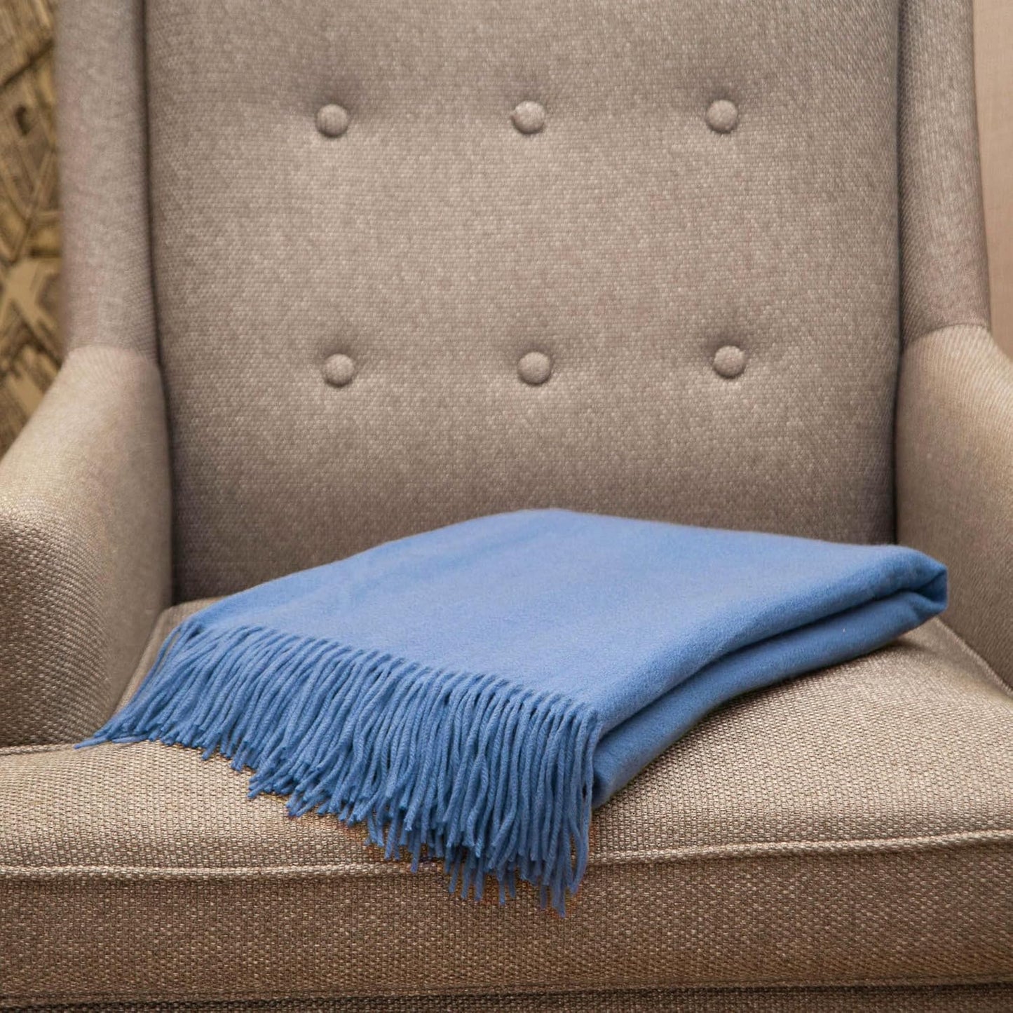 CUDDLE DREAMS Premium Cashmere Throw Blanket with Fringe, Luxuriously Soft (Porcelain Blue)