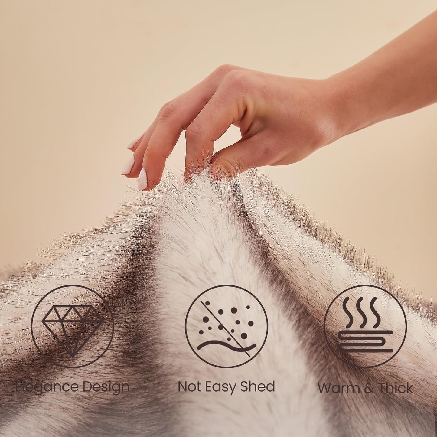 L'AGRATY Faux Fur Throw Blanket: 60''x 80'' Luxury Fluffy Plush Thick Faux Fur Blanket for Bed Couch Sofa - Cozy Soft Fuzzy Blankets for Women Man: Minky Couture Decoration Blanket (Taupe Brown)