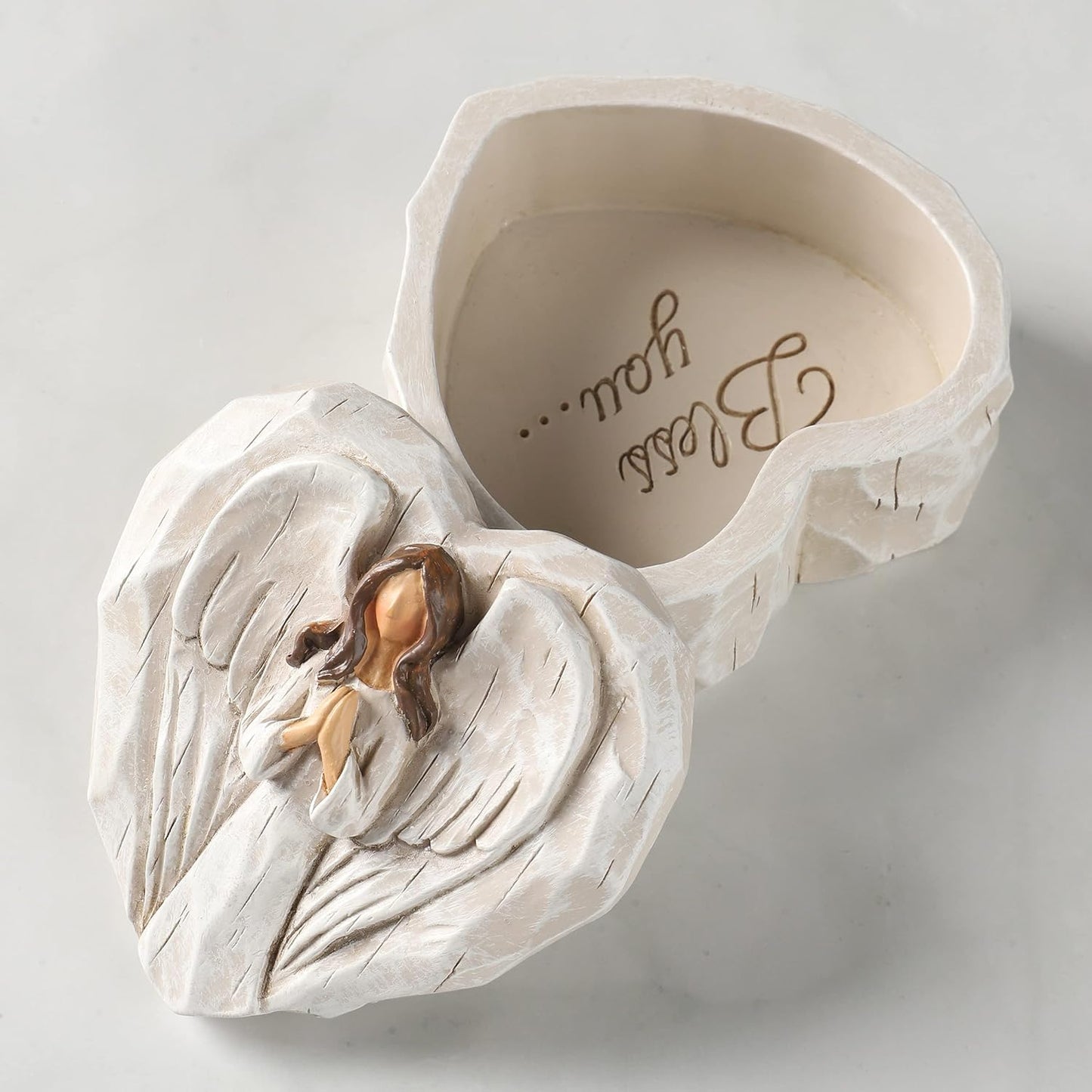 Hodao Angel Figurines Angel Gift Sculpted Hand-Painted Keepsake Box