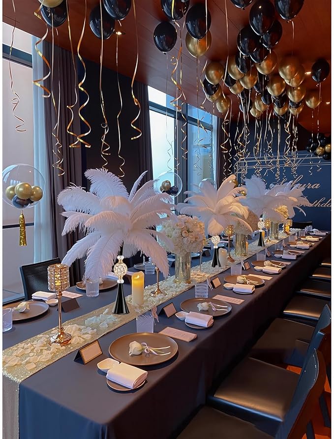 VIJIV Black Crystal Flower Vases for Centerpieces Tables - Tall Trumpet Vase for Bouquet Decorative, Dining Table Décor Flower Stand with Ribbed Texture for Events, Bridal Showers & Boho Weddings