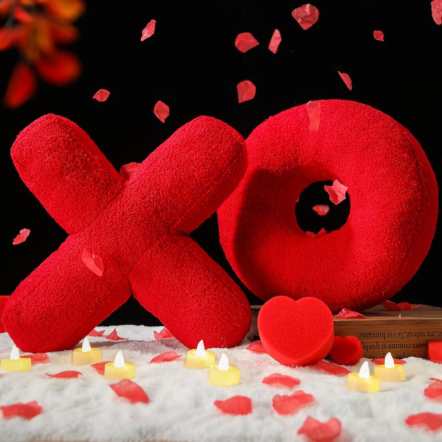 EastTree XO Pillows, Christmas Love XO Shaped Pillow, Red Throw Pillows, Love Pillow Gifts, Ultra Soft Teddy Fleece Wedding Pillows, Women Girls Kid Room Decor, Valentine's Day Decor 14x14 Inch