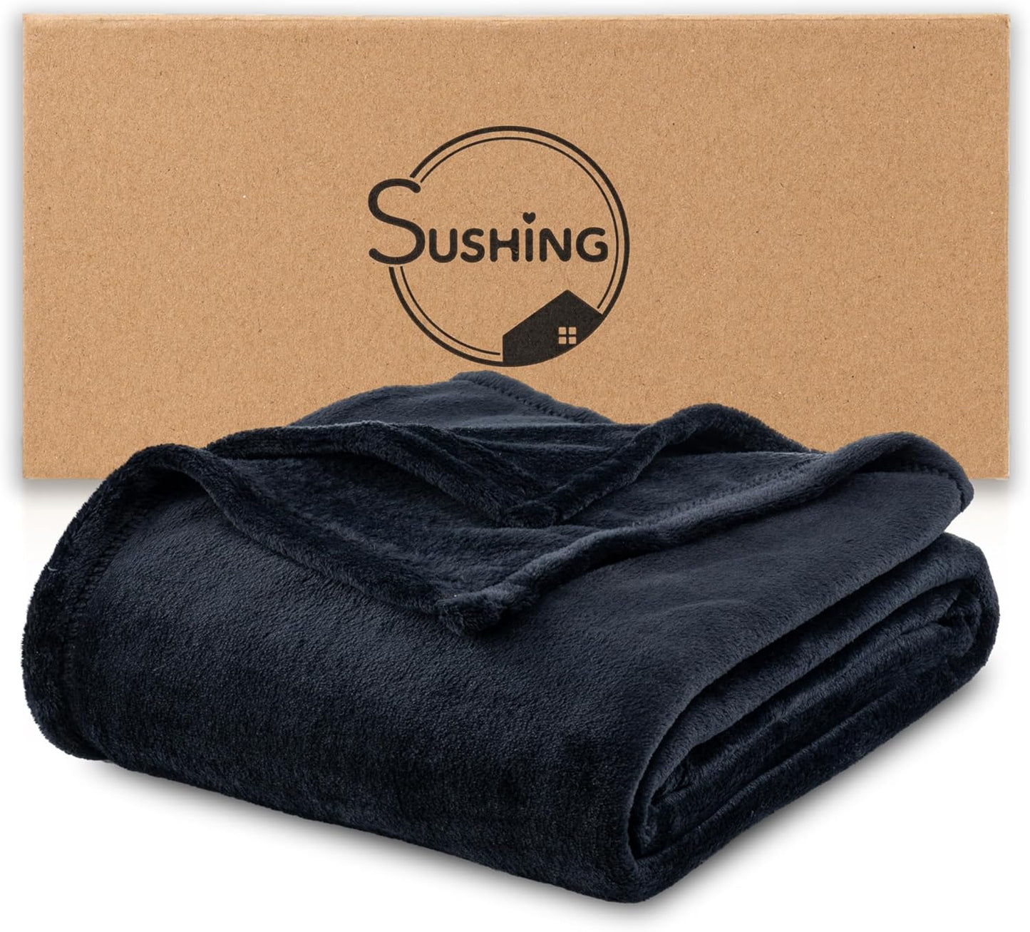 Luxury Fleece Warm Blanket, Soft Lightweight Velvety Plush Blanket for Sofa and Bed, Cozy Comfy for All Seasons(Black, 90×90 Inches)