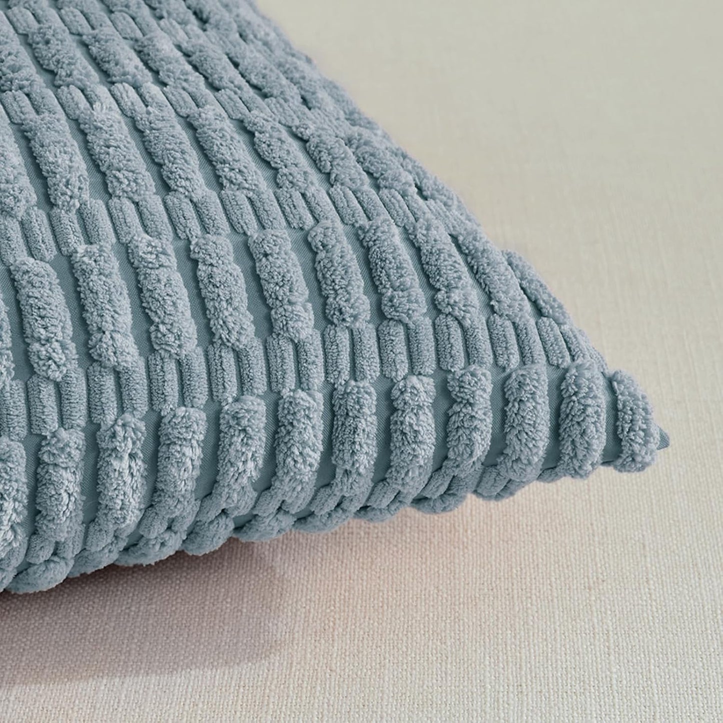 Fancy Homi 1 Pack Boho Light Blue Decorative Throw Pillow Covers 14x24 Inch for Couch Bed Sofa, Rustic Modern Farmhouse Home Decor, Soft Plush Corduroy Cute Rectangle Cushion Case 35x60 cm