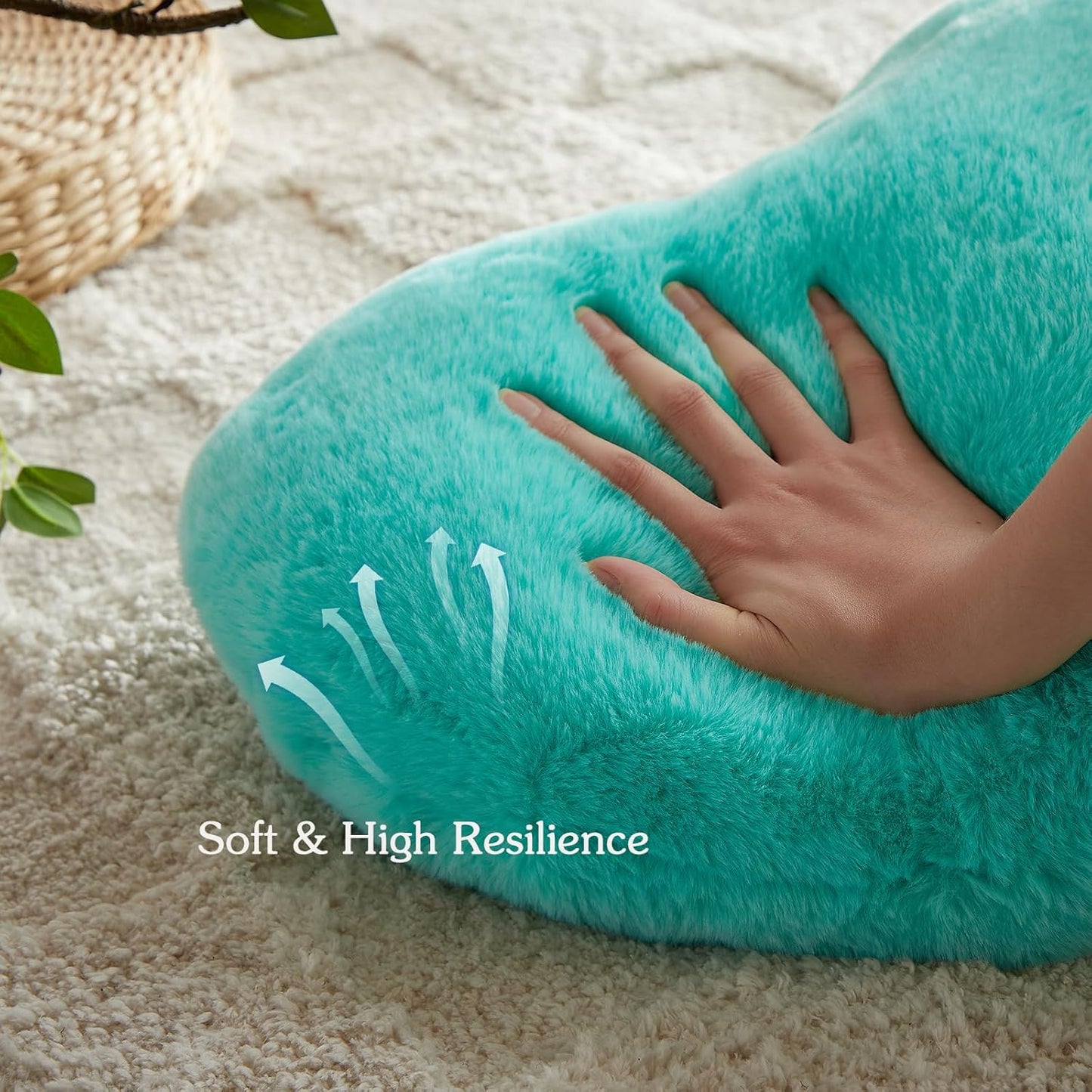 EastTree Heart Pillows, Teal Heart Shaped Pillows, Ultra Soft Extra-Large Fluffy Pillows, Love Throw Pillows Gifts, Women Girls Living Room Decor 15x18 Inch