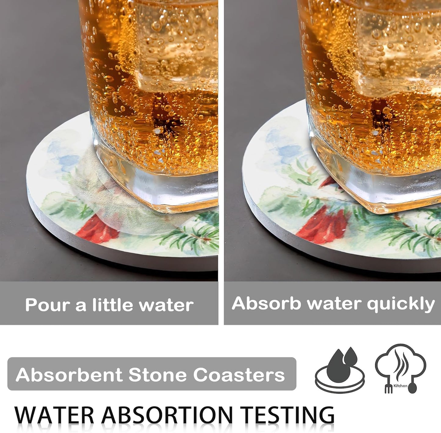 Coasters for Drinks Absorbent with Holder,Bird Cardinal Sets of 6 Durable Cup Coaster for Coffee Table Protection,Great Housewarming Birthday Gifts,Home Decor