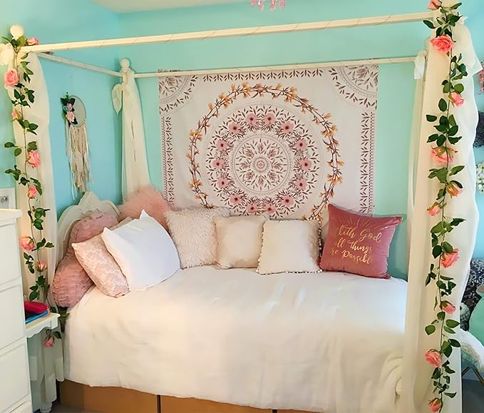 UKELER 2 Pack Artificial Flower Garland Rose Floral Vines Artificial Flowers Hanging Rose Flower Plants for Garden Craft Home Decor, Orange