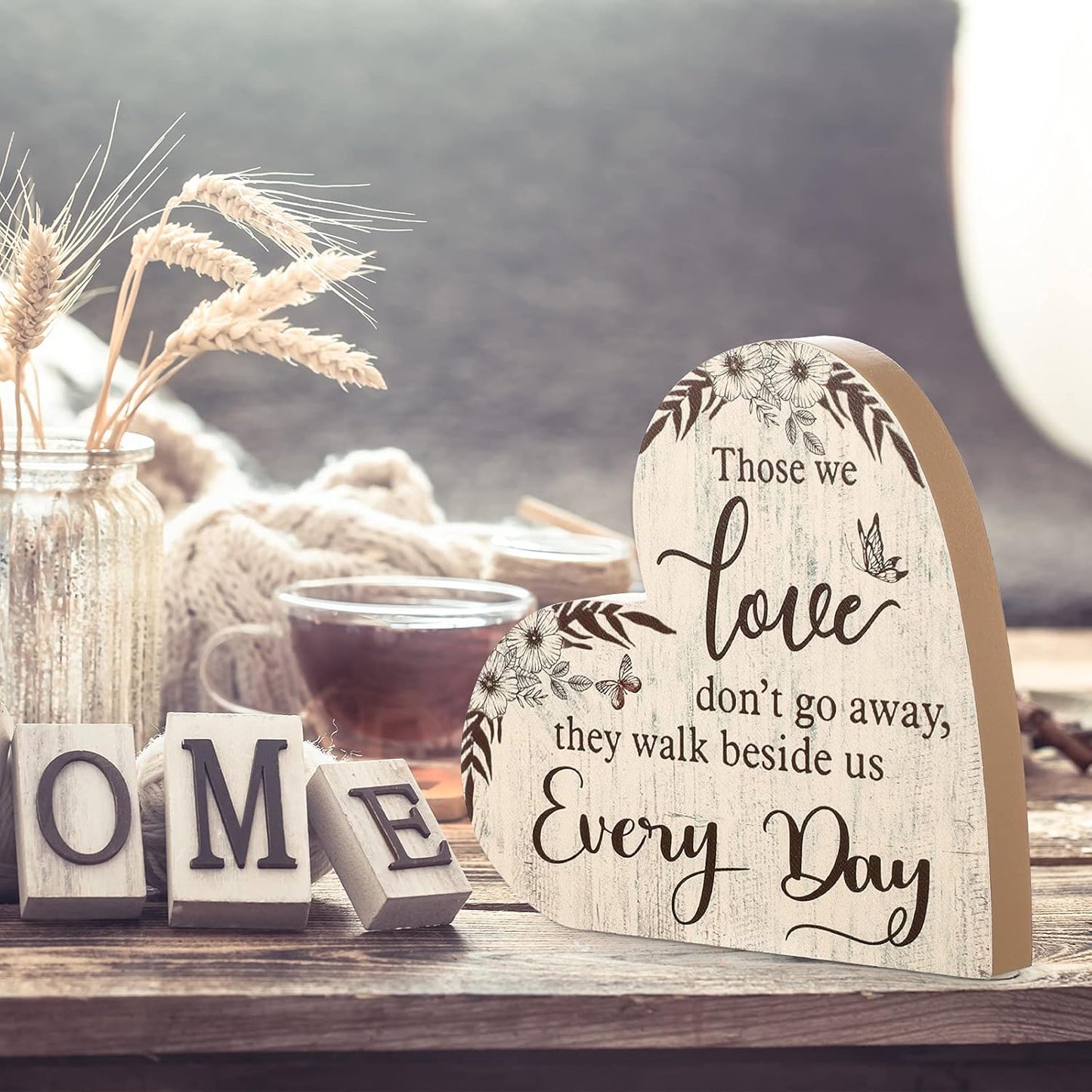 Jetec Sympathy Gift Memorial Wooden Heart for Loss of Loved One Remembrance Bereavement Decor Condolence Sign for Grief Father Mother Son Brother, 6. 3 x 6 x 0. 7 Inches(Simple Style)