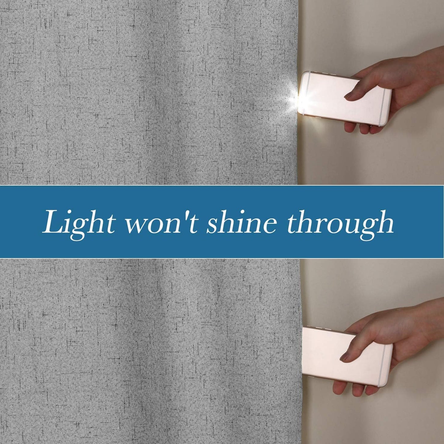 H.VERSAILTEX Linen Blackout Curtains Durable Thick Textured Linen Look 100% Blackout Patio Door Curtain Anti Rust Grommet Extra Wide Sliding Door Curtain Panel, W100 x L84 inch - Dove Gray