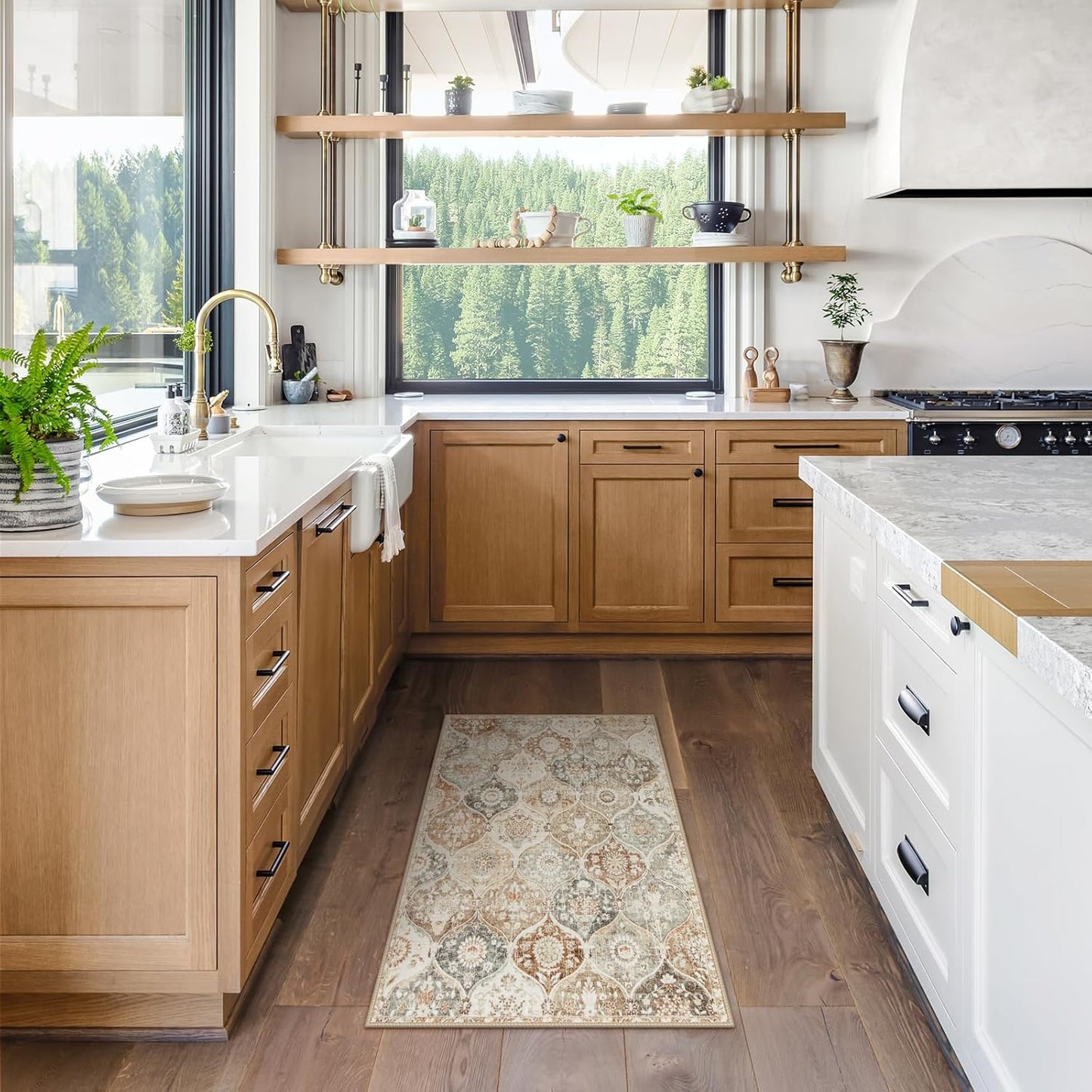 Lahome Moroccan Trellis Entryway Rug, 2x3 Kitchen Rugs Non Slip Washable, Non-Slip Indoor Door Mat Ultra-Thin, Small Throw Carpet for Bathroom Bedroom Entry, Khaki