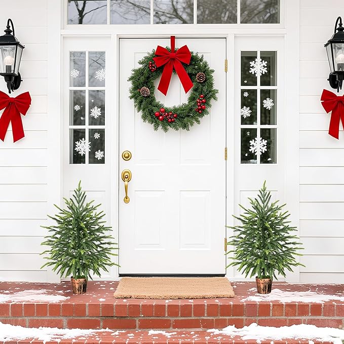 2FT Norfolk Pine Tree with Pot - Tabletop Christmas Tree with Real Touch PE Branch Tips for Front Porch Kitchens Home Indoor Outdoor Xmas Decor