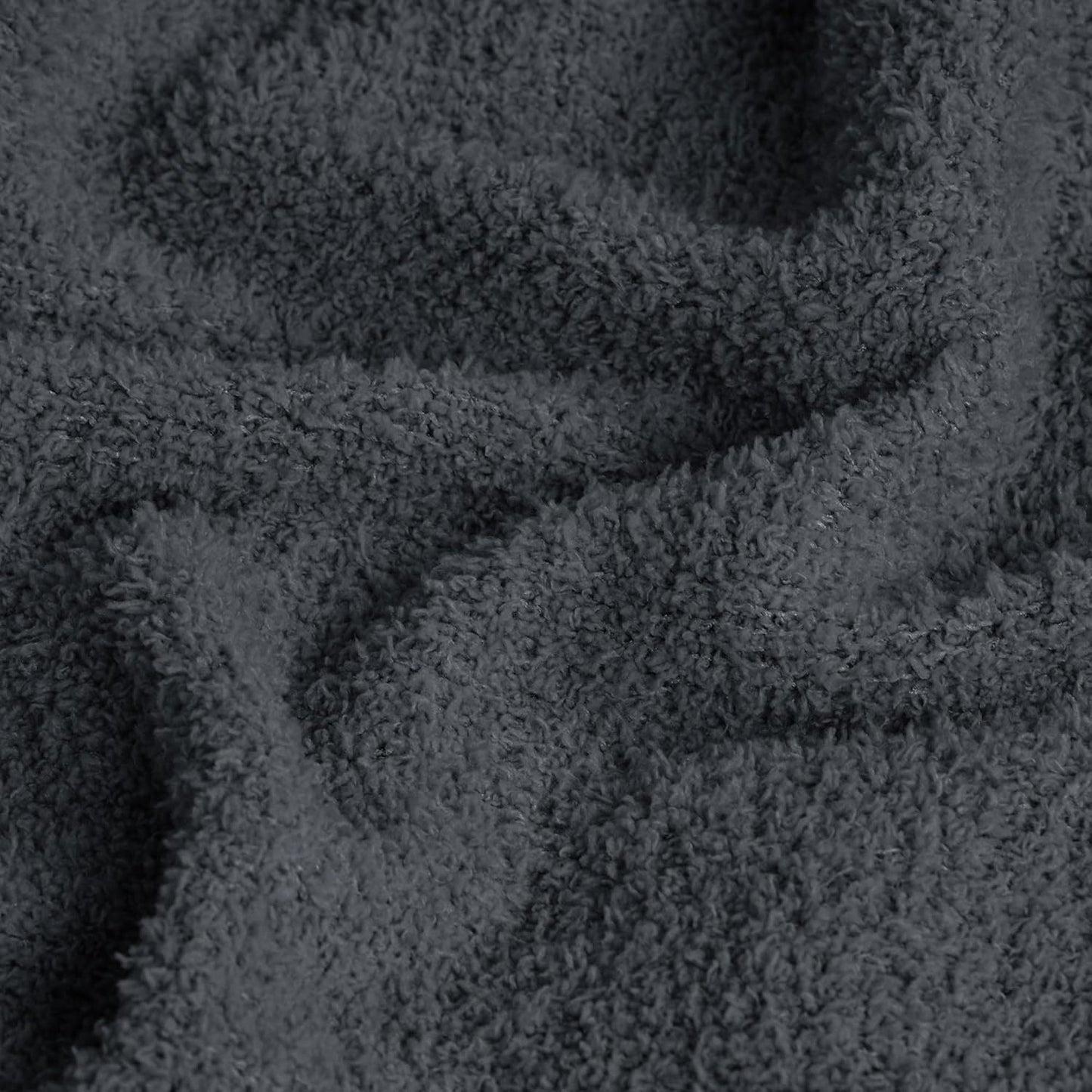 JOOJA Cream White Blanket Warm Queen Size Fuzzy Knitted Blanket, Oversized Luxury Bed Blankets, Soft Queen Blanket for Bed, Lightweight Plush Blanket for Cozy Nights (Charcoal Grey, 90x90)