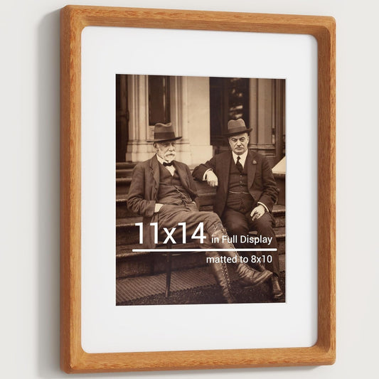 Heimlove 11x14 Picture Frames Natural Teak,Original Wood Hand Make Crafted Diploma Frame with Mat to 8x10 Graduation Picture Display,Family Picture,Wedding Picture,Photo,Certificate Wall Mounted