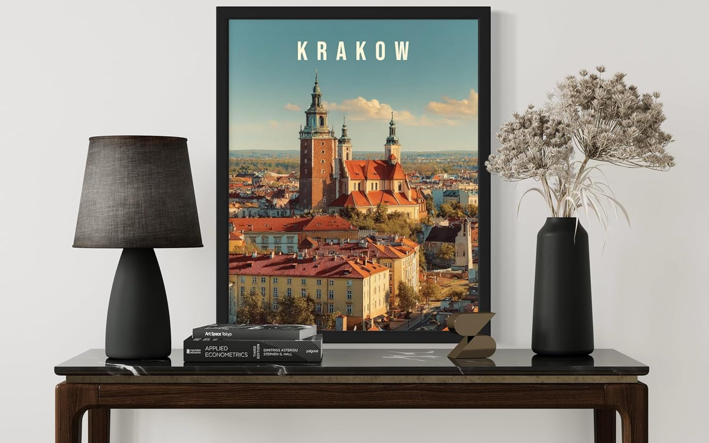 Kraków, Poland Art Print Poster, Europe Vintage City Retro Photography Skyline Travel Bedroom Bathroom Living Room Decor 183 (Kraków, Poland, 24 x 36 inches, Black Frame)