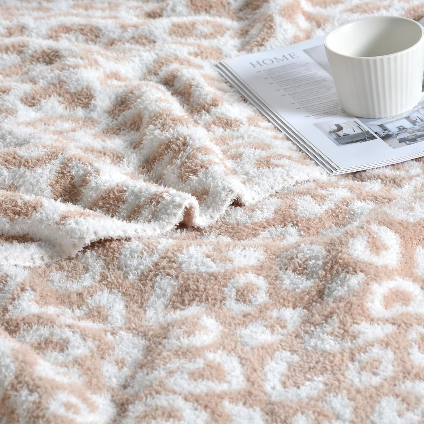 Leopard Knit Throw Soft Cozy Lightweight Blanket for Bed Sofa Couch Breathable Warm Cheetah Blanket Leopard Beige 50x60 Inches